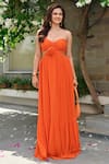 Buy_Nore 21_Orange Georgette Solid Sweetheart Rose Tube Maxi Dress _at_Aza_Fashions