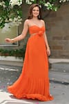 Nore 21_Orange Georgette Solid Sweetheart Rose Tube Maxi Dress _Online_at_Aza_Fashions