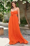 Buy_Nore 21_Orange Georgette Solid Sweetheart Rose Tube Maxi Dress _Online_at_Aza_Fashions