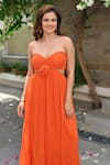 Nore 21_Orange Georgette Solid Sweetheart Rose Tube Maxi Dress _at_Aza_Fashions