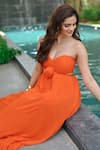 Shop_Nore 21_Orange Georgette Solid Sweetheart Rose Tube Maxi Dress 