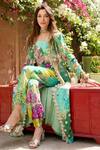 Buy_Payal Singhal_Green Crepe Printed Animal Jacket Open And Jogger Pant Set 