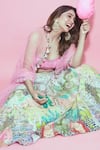 Payal Singhal_Pink Dupion Silk And Embroidery Kite Ivana Tropical Lehenga Set_Online
