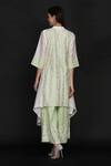 Shop_Anju & Harleen_Ivory Silk, Chanderi, Linen Embroidery, Resham Asymmetric Kurta Flared Pant Set _at_Aza_Fashions