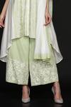 Buy_Anju & Harleen_Ivory Silk, Chanderi, Linen Embroidery, Resham Asymmetric Kurta Flared Pant Set 
