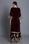 Shop_Anju & Harleen_Wine Silk, Velvet Embroidery, Zari, Sequins Split Zardozi Kurta With Sharara _at_Aza_Fashions