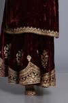 Buy_Anju & Harleen_Wine Silk, Velvet Embroidery, Zari, Sequins Split Zardozi Kurta With Sharara _Online_at_Aza_Fashions