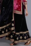 Buy_Anju & Harleen_Pink Silk Velvet Embroidered Zari Round Floral Short Kurta With Sharara _Online_at_Aza_Fashions