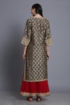 Shop_Anju & Harleen_Black Silk, Georgette Embroidery, Zari V-neck Bandhani Kurta Sharara Set _at_Aza_Fashions