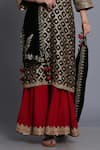 Buy_Anju & Harleen_Black Silk, Georgette Embroidery, Zari V-neck Bandhani Kurta Sharara Set _Online_at_Aza_Fashions