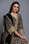 Anju & Harleen_Black Silk, Georgette Embroidery, Zari V-neck Bandhani Kurta Sharara Set _at_Aza_Fashions