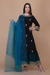 Buy_Anju & Harleen_Black Crepe, Velvet, Organza Sequins, Floral Butti Embroidered Kurta Sharara Set _at_Aza_Fashions