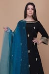 Anju & Harleen_Black Crepe, Velvet, Organza Sequins, Floral Butti Embroidered Kurta Sharara Set _at_Aza_Fashions