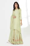 Buy_Anju & Harleen_Green Kurta And Sharara Georgette Embroidered Zari Round Asymmetric Set _at_Aza_Fashions