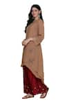 Buy_Anju & Harleen_Brown Georgette Embroidered Zari Round Double-layered Kurta And Sharara Set _Online_at_Aza_Fashions