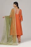 Shop_Anju & Harleen_Orange Kurta And Salwar Silk Chanderi Embroidered Zari Round Set _at_Aza_Fashions