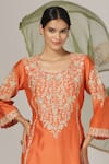 Buy_Anju & Harleen_Orange Kurta And Salwar Silk Chanderi Embroidered Zari Round Set _Online_at_Aza_Fashions