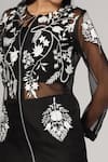 Buy_Anju & Harleen_Black Organza Embroidered Gara Thread Round Aari Kurta Set_Online_at_Aza_Fashions