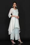 Shop_Anju & Harleen_Ivory Cotton Chanderi Embroidery Mirror Round Asymmetric Kurta With Pant _Online_at_Aza_Fashions