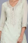 Buy_Anju & Harleen_Blue Georgette Embroidery Zari Round Straight Kurta Sharara Set _Online_at_Aza_Fashions