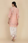 Shop_Anju & Harleen_Peach Chanderi Embroidery Resham V Neck Kurta With Salwar _at_Aza_Fashions