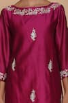 Buy_Anju & Harleen_Pink Silk Chanderi Embroidery Resham Boat Asymmetric Tunic With Sharara _Online_at_Aza_Fashions