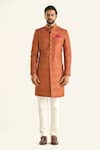 Raghavendra Rathore Jodhpur_Pink Brocade Woven Floral Heritage The Sheesh Mahal Sherwani _Online_at_Aza_Fashions