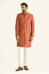 Buy_Raghavendra Rathore Jodhpur_Pink Brocade Woven Floral Heritage The Sheesh Mahal Sherwani _Online_at_Aza_Fashions