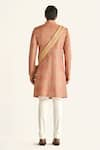 Shop_Raghavendra Rathore Jodhpur_Peach Brocade Woven Jaipur Floral The Engraving Sherwani _at_Aza_Fashions