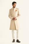 Buy_Raghavendra Rathore Jodhpur_Off White Brocade Woven Butti The Shaahi Sherwani _at_Aza_Fashions