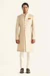 Raghavendra Rathore Jodhpur_Off White Brocade Woven Butti The Shaahi Sherwani _Online_at_Aza_Fashions