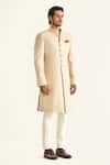 Buy_Raghavendra Rathore Jodhpur_Off White Brocade Woven Butti The Shaahi Sherwani _Online_at_Aza_Fashions