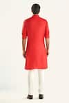 Shop_Raghavendra Rathore Jodhpur_Orange Silk Woven Threadwork The Fort Placket Kurta_at_Aza_Fashions