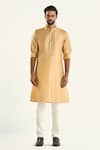 Raghavendra Rathore Jodhpur_Gold Silk Woven Threadwork The Junagarh Kurta _Online_at_Aza_Fashions