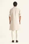 Shop_Raghavendra Rathore Jodhpur_Off White Linen Embroidered Kantha The Sundarban Outdoor Checkered Kurta _at_Aza_Fashions