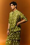 Buy_NAFS_Green Cotton Mulmul Printed Abstract Hand Embroidered Kurta Set With Bundi _Online_at_Aza_Fashions