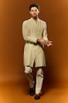 Buy_NAFS_Ivory Kurta And Pant Chanderi Hand Embroidered Zari Open Style With _at_Aza_Fashions