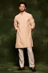 Buy_NAFS_Brown Kurta And Pant Chanderi Hand Embroidered Lucknowi Chikankari With _at_Aza_Fashions