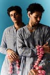 Buy_NAFS_Blue Kurta And Pant Chanderi Hand Embroidered Zari Angarkha With_Online_at_Aza_Fashions