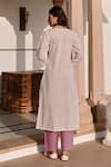 KARAJ JAIPUR_Purple Kurta And Pant Cotton Print Butti Notched Round Set _Online_at_Aza_Fashions