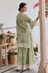 Buy_KARAJ JAIPUR_Green Kurta And Sharara Jute Print Floral V Neck Straight Tile Set _Online_at_Aza_Fashions