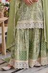 Shop_KARAJ JAIPUR_Green Kurta And Sharara Jute Print Floral V Neck Straight Tile Set _Online_at_Aza_Fashions