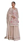 KARAJ JAIPUR_Multi Color Kurta Jute Print Floral Paan Neck Blossom Lehenga Set _at_Aza_Fashions