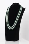 Buy_Seirra Thakur_Green Semi Precious Stone Five-layered And Pearl Maala _at_Aza_Fashions