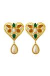 Shop_Radhika Agrawal Jewels_Gold Plated Swarovski Regalia Heart Drops _at_Aza_Fashions