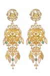 Shop_Radhika Agrawal Jewels_Gold Plated Swarovski Marlow Lace Danglers _at_Aza_Fashions