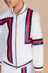 Toplove_White Neoprene Patch Vibing Geometrical Cloth Bomber Jacket With Pant _Online_at_Aza_Fashions