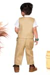 Shop_Toplove_Beige Cotton Twill Embroidery Dino Mite Waistcoat Pant Set _at_Aza_Fashions