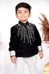 Buy_Toplove_Black Cotton Embroidery Ray Born To Shine Shirt_at_Aza_Fashions