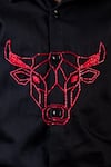 Toplove_Black Cotton Embroidery Bull Run With Shirt _Online_at_Aza_Fashions